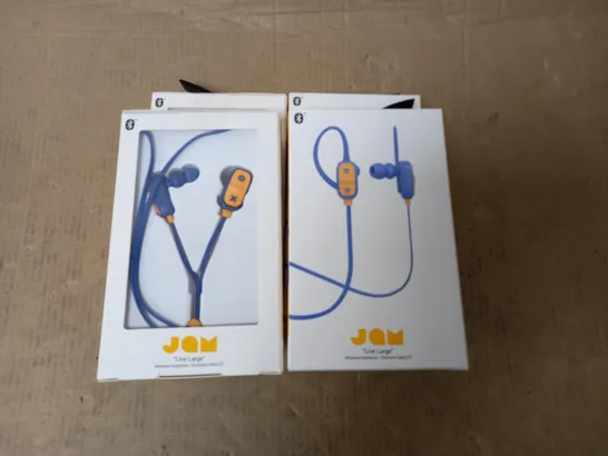 LOT OF 4 BOXED AS NEW JAM LIVE LARGE WIRELESS EARPHONES