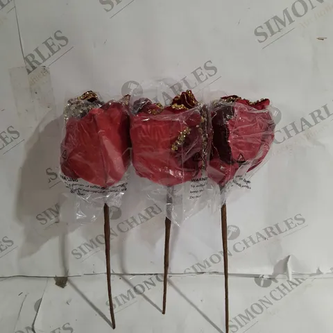 HOME REFLECTIONS SET OF 6 GLITTER ROSE STEMS