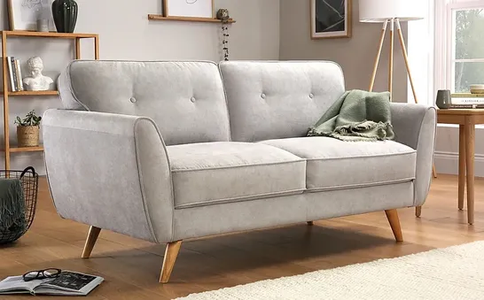 BOXED DESIGNER HARLOW PLUSH DOVE GREY FABRIC 2 SEATER SOFA (1 BOX)