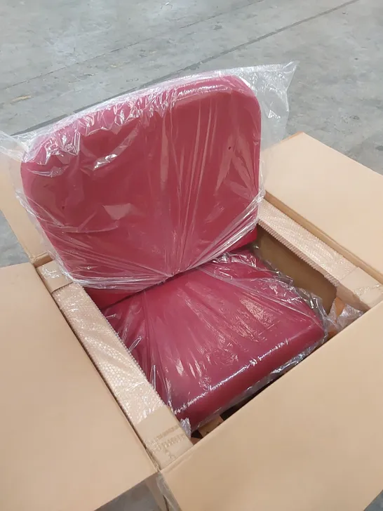 BRAND NEW BOXED JUPLO WOODEN RECEPTION CHAIR WITH ARMS - CLARET RED (1 BOX)