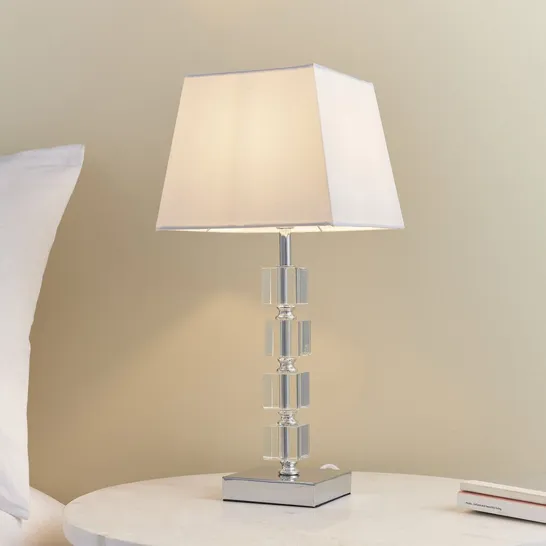 BOXED 43.5CM CHROME/TRANSPARENT TABLE LAMP