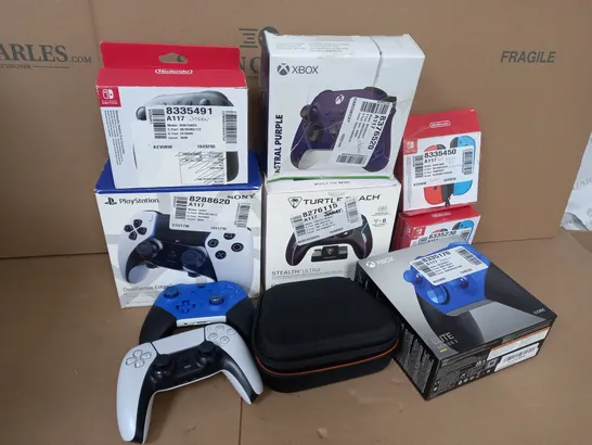 10 ASSORTED GAMING CONTROLLERS TO INCLUDE XBOX, PLAYSTATION, NINTENDO SWITCH 