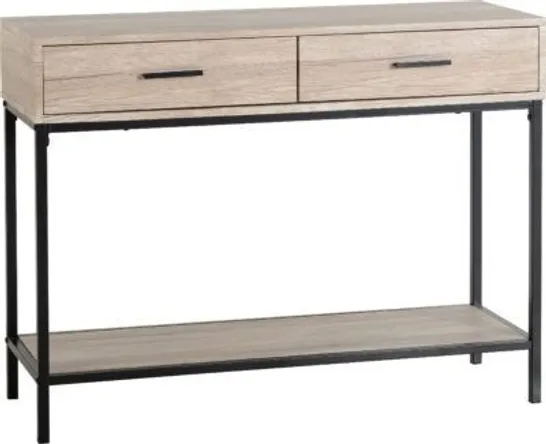 BOXED WARWICK CONSOLE TABLE - OAKEFFECT VENEER / BLACK 