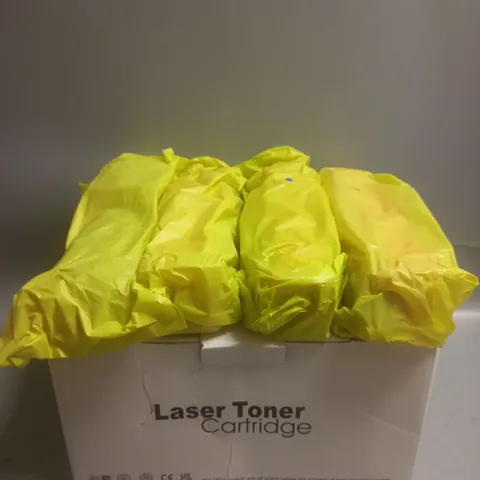 BOX OF 4 LASER TONER CARTRIDGES IN BLACK, CYAN, YELLOW AND MAGENTA