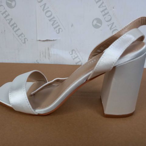 BOXED PAIR OF BE MINE HIGH HEELS (WHITE, LEATHER), SIZE 3 UK