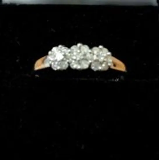 9CT WHITE GOLD NATURAL DIAMOND FLOWER CLUSTER RING