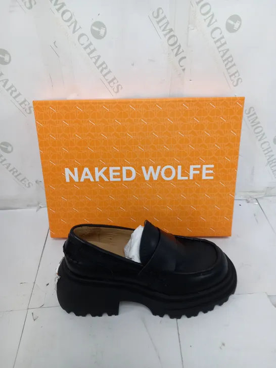 BOXED PAIR OF NAKED WOLFE SWISH BLACK UK 5.5