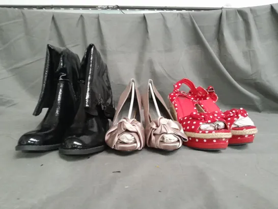 APPROXIMATELY 10 PAIRS OF ASSORTED WOMEN SHOES IN VARIOUS STYLES AND SIZES 