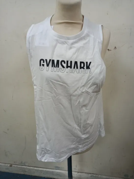 GYMSHARK FRACTION TANK IN WHITE - MEDIUM