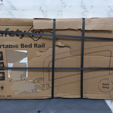 BOXED SAFETY 1ST PORTABLE BED RAIL IN DARK GREY