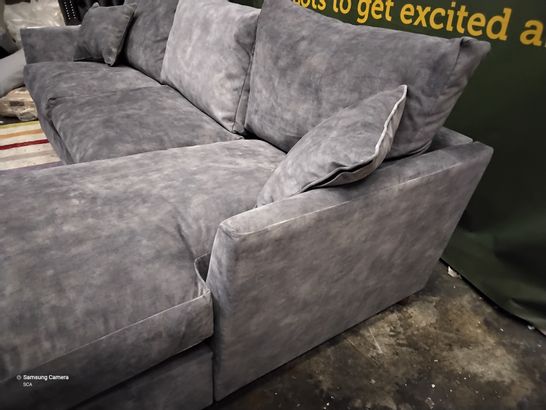 DESIGNER CHAISE METAL ACTION SOFABED GREY FABRIC 