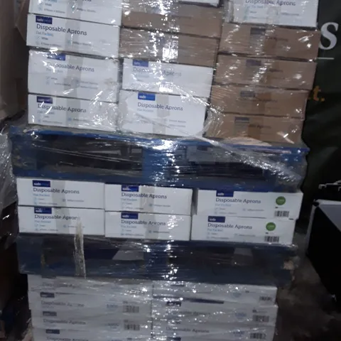 PALLET OF APPROXIMATELY 60 ASSORTED BOXES OF BOXED DISPOSABLE APRONS 