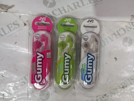 BOX OF APPROXIMATELY 20 ASSORTED JVC GUMY STEREO HEADPHONES IN VARIOUS COLOURS