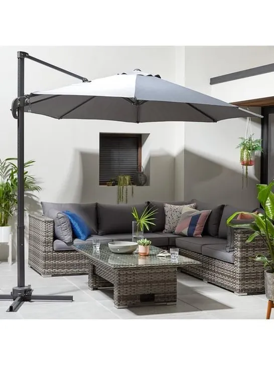 BOXED DELUXE CANTILEVER HANGING PARASOL (GREY) [COLLECTION ONLY] RRP £119.99