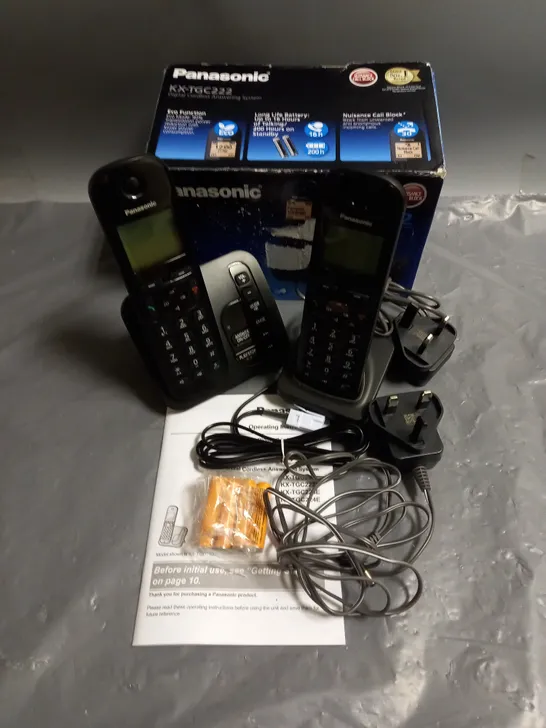 BOXED PANASONIC KX-TGC222 DIGITAL CORDLESS ANSWERING SYSTEM IN BLACK TWIN PACK 