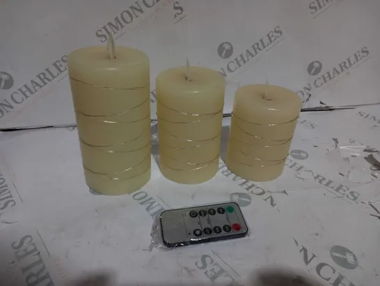 SET OF 3 FLAMELESS LED CANDLES