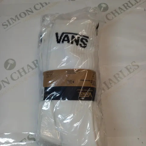 VANS "OFF THE WALL" LOGO 3PC SOCKS IN WHITE SIZE 8-12