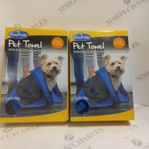 2 X BOXED PAWPRIDE PET TOWEL - LIGHTWEIGHT, MICROFIBRE