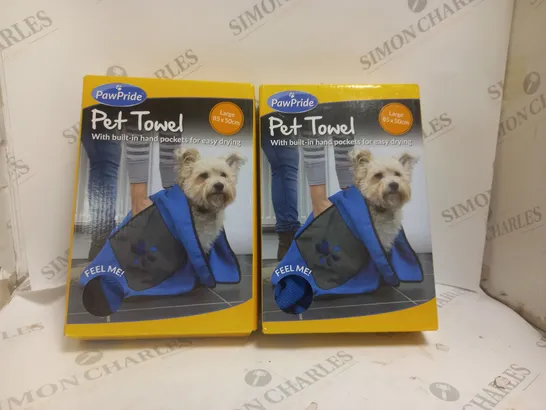 2 X BOXED PAWPRIDE PET TOWEL - LIGHTWEIGHT, MICROFIBRE