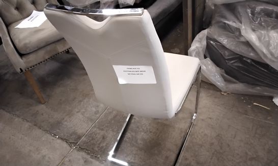 DESIGNER LIGHT GREY FAUX LEATHER DINING CHAIR 