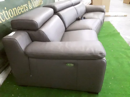 QUALITY ITALIAN DESIGNER RICCARDO 3 SEATER ELECTRIC RECLINER SOFA - MUD LEATHER