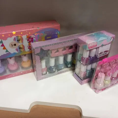 SIX ASSORTED KIDS NAIL POLISH SETS TO INCLUDE; DISNEY PRINCESS, LAMMA FUN, YUMMY AND SIMPLLE PLEASURES