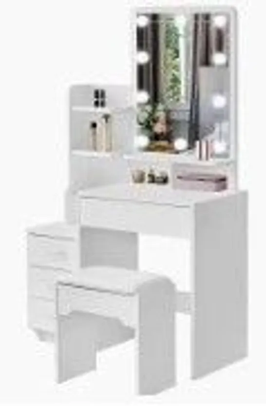 BOXED DRESSING TABLE WITH FAUX LEATHER STOOL