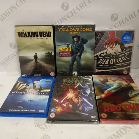 LOT OF 21 ASSORTED DVDS & BLU-RAYS, TO INCLUDE STAR WARS, YELLOWSTONE, THE WALKING DEAD, ETC