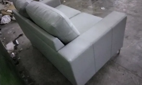 DESIGNER LIGHT GREY LEATHER MODERN DESIGN 2 SEATER SOFA