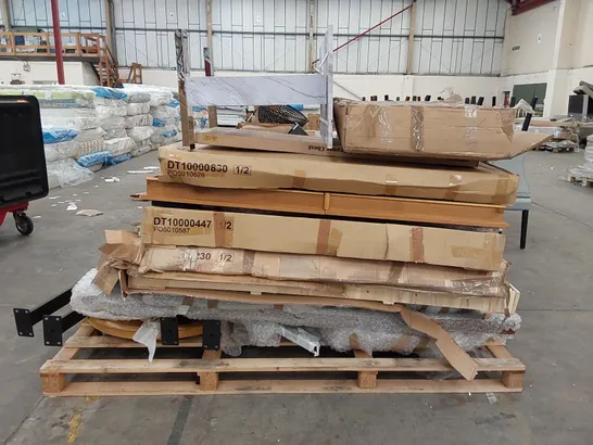 PALLET OF ASSORTED FURNITURE PARTS INCLUDING MOSTLY TABLE PARTS