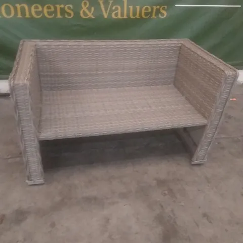 RATTAN EFFECT 2 SEATER GARDEN SOFA GREY