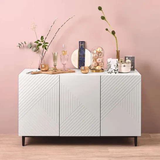 BOXED ADDAI 120CM 3 DOOR SIDEBOARD - WHITE (2 BOXES)