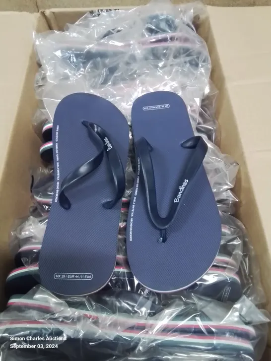 BOX CONTAINING 20 PAIRS OF MEXICO BANDHAS FLIPFLOP/SANDLES SIZE 11