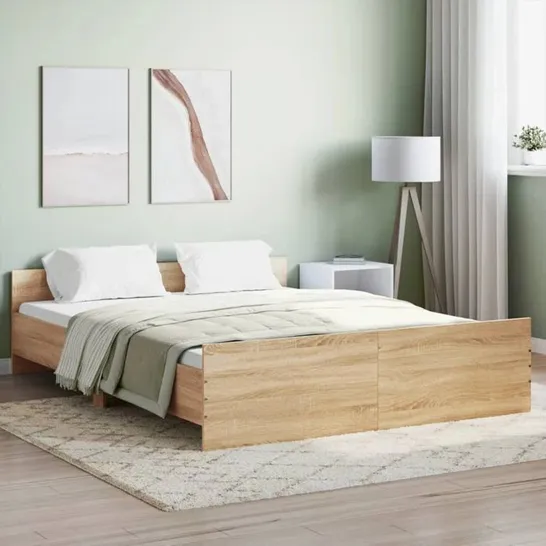 BOXED MARLOW HOME CO. BED FRAME WITH HEADBOARD AND FOOTBOARD CONCRETE GREY 160 X 200cm (2 BOXES)