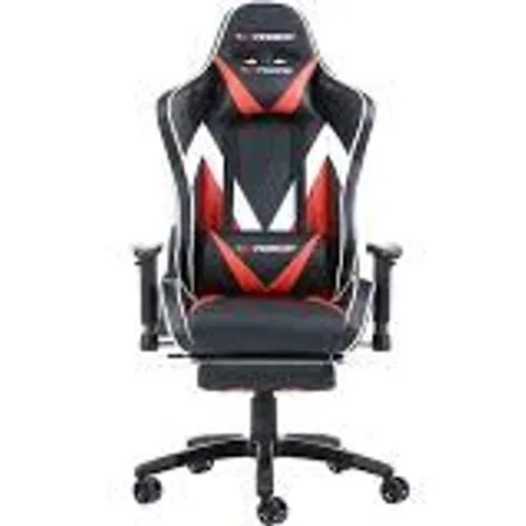 BOXED DESIGNER GTFORCE FORMX LEATHER RACING SPORTS OFFICE CHAIR IN BLACK AND RED