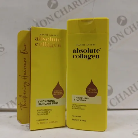 BOX OF 2 MAXINE LACEBY ABSOLUTE COLLAGEN THICKENING PRODUCTS TO INCLUDE HAIRCARE DUO & SHAMPOO 