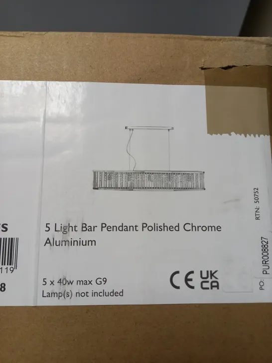 BOXED DAR 5 LIGHT BAR PENDANT POLISHED CHROME ALUMINUM