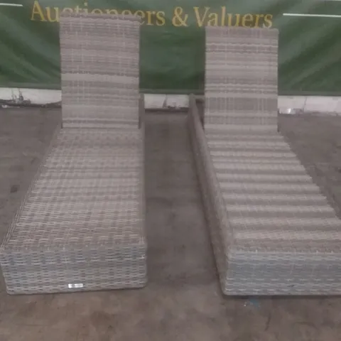 X2 RATTAN EFFECT GARDEN SUNLOUNGER GREY