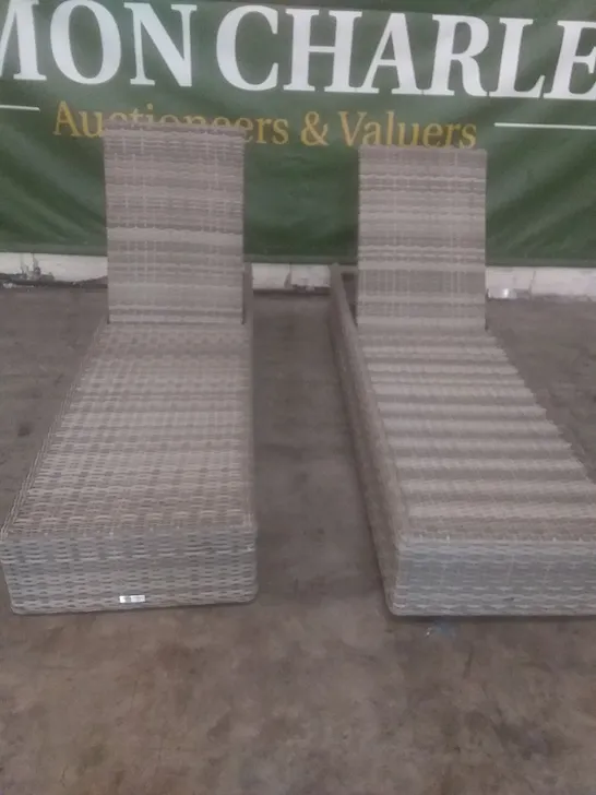 X2 RATTAN EFFECT GARDEN SUNLOUNGER GREY