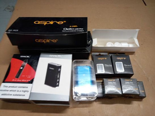 LOT OF ASSORTED VAPING ITEMS TO INCLUDE VAPING SYSTEMS, REPLACEMENT PYREX AND CBD SUPPLEMENT