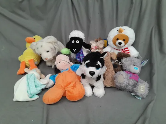 BOX OF ASSORTED PLUSH SOFT TEDDIES