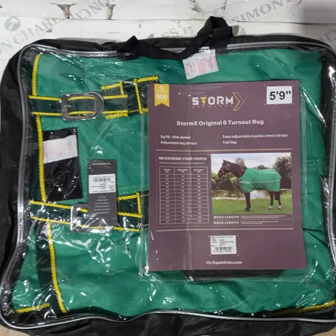 STORM X ORIGINAL 0 EQUESTRIAN TURNOUT RUG IN GREEN/DARK GREEN/YELLOW - 5'9"