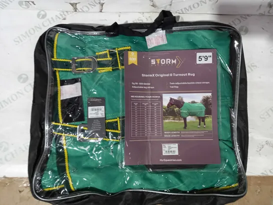 STORM X ORIGINAL 0 EQUESTRIAN TURNOUT RUG IN GREEN/DARK GREEN/YELLOW - 5'9"