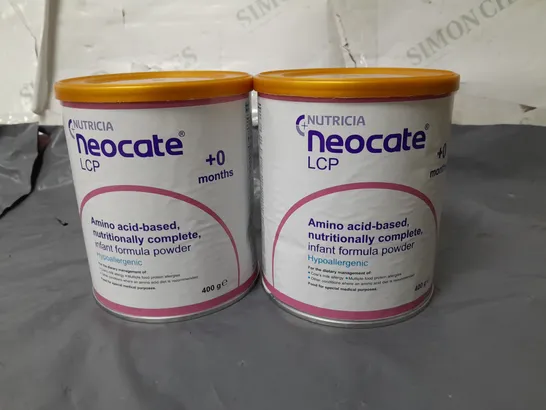 LOT OF 2 NUTRICIA NEOCATE LCP INFANT FORMLA POWDER - 0+ MONTHS 400G