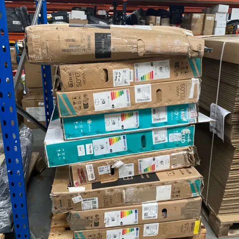 PALLET OF 9 ASSORTED FAULTY/DAMAGED TELEVISIONS TO INCLUDE: HISENSE 55”, HISENSE 50” ETC