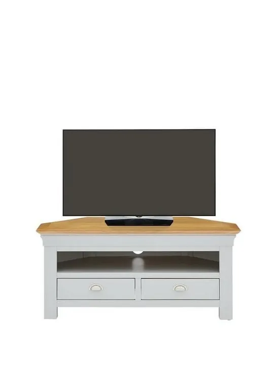 BOXED SEATTLE CORNER TV UNIT - GREY/OAK (1 BOX) RRP £269