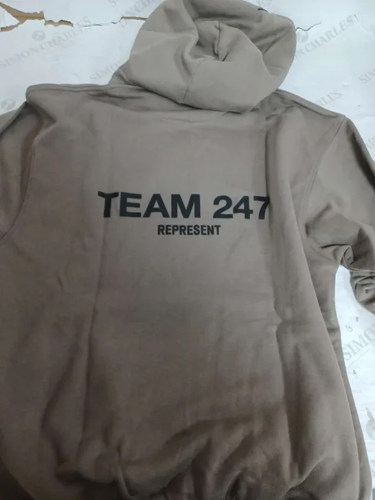 REPRESENT TEAM 247 LIGHT KHAKI HAEVY WEIGHTED HOODIE - MEDIUM