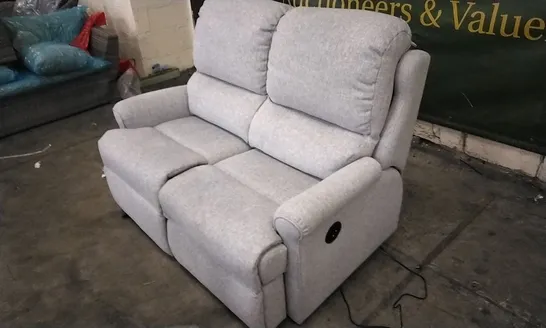 QUALITY BRITISH DESIGNED & MANUFACTURED G PLAN NEWMARKET 2 SEATER POWER RECLINER PIERO SILVER FABRIC SOFA 