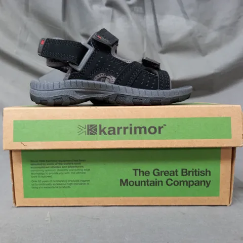 BOXED PAIR OF KARRIMOR KIDS OPEN TOE SANDALS IN BLACK UK SIZE 8