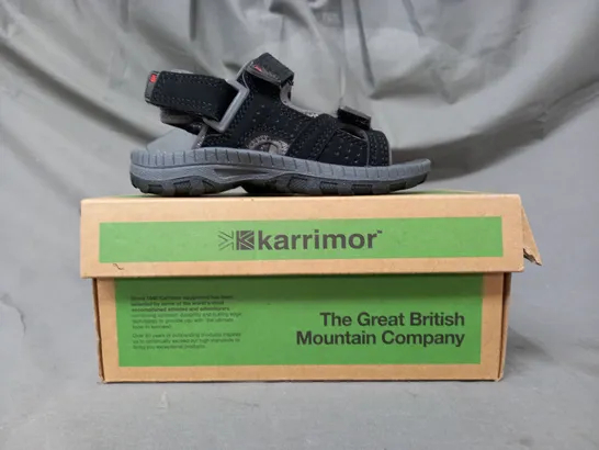 BOXED PAIR OF KARRIMOR KIDS OPEN TOE SANDALS IN BLACK UK SIZE 8